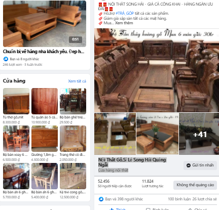 Cách quảng cáo Facebook cho nội thất gỗ Song Hải tại quảng ngãi
